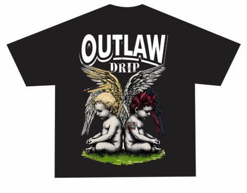 Outlaw Drip Angel Cherubs Tee – Black