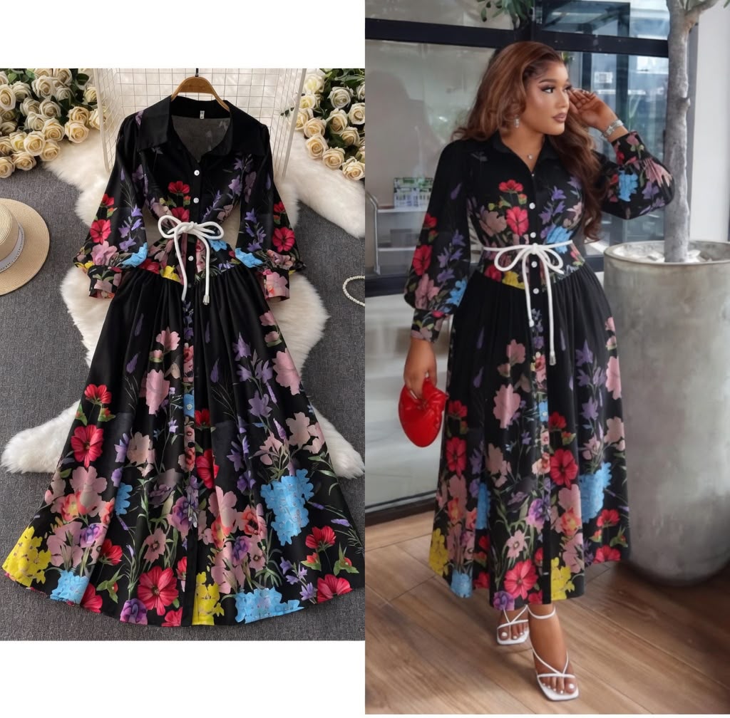 Luxe Chic Dress - Black Floral Maxi