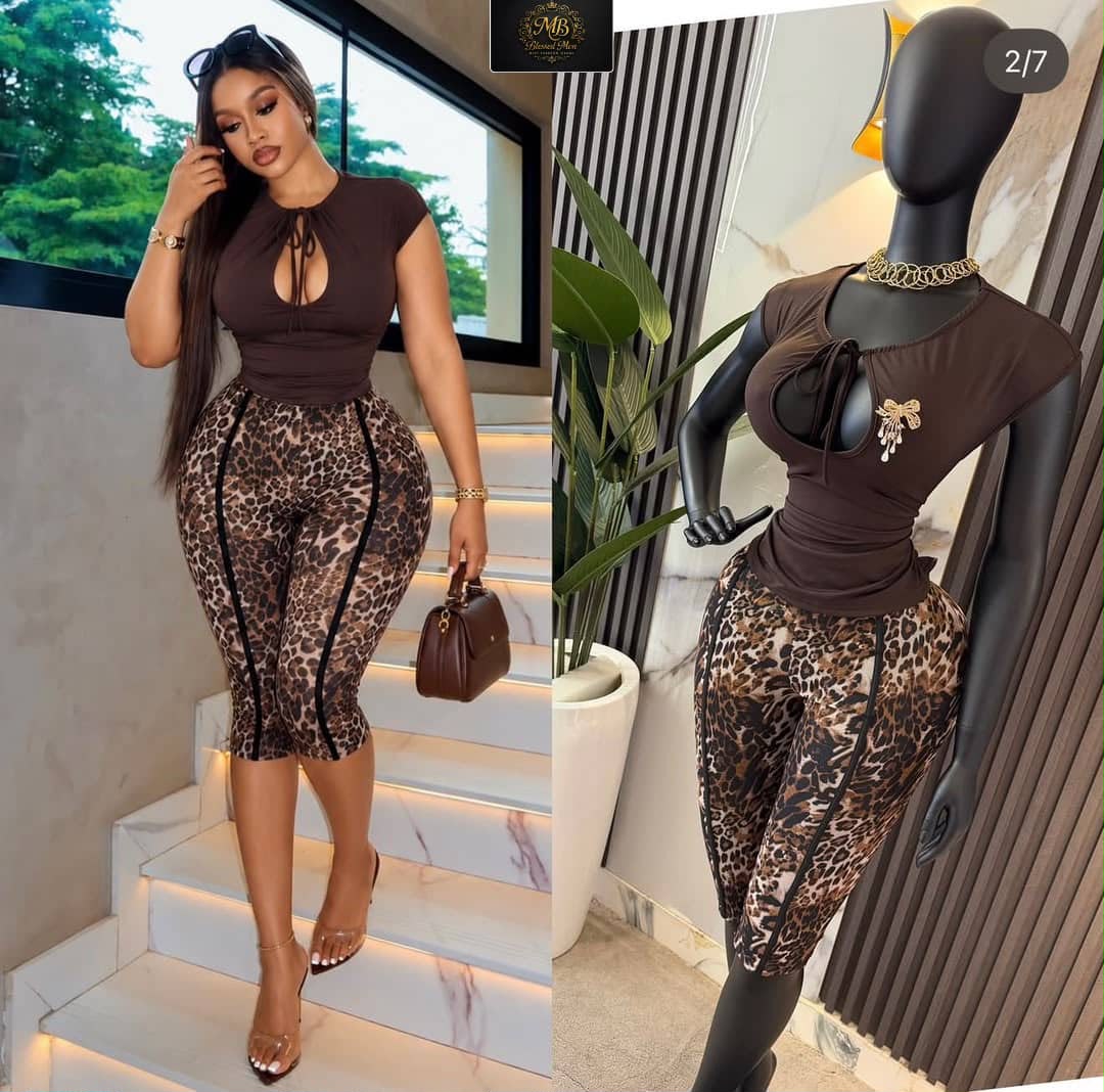 Luxe Chic Leopard 2-Piece Set (Brown Top + Leopard Capri)