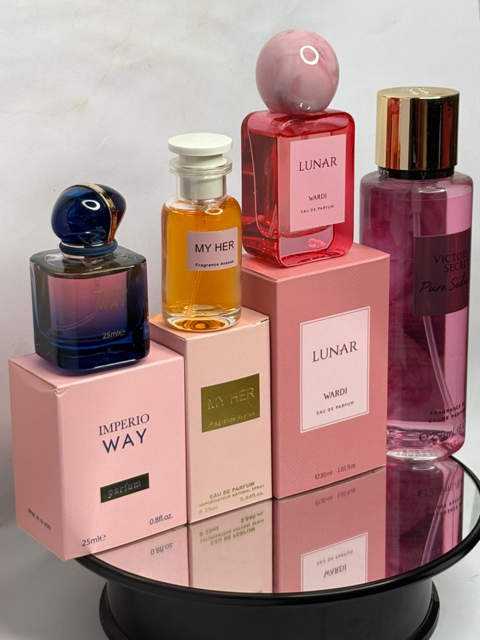 Pink Luxe Fragrance Set (Imperio Way + My Her + Lunar Wardi + Victoria's Secret Pure Seduction)